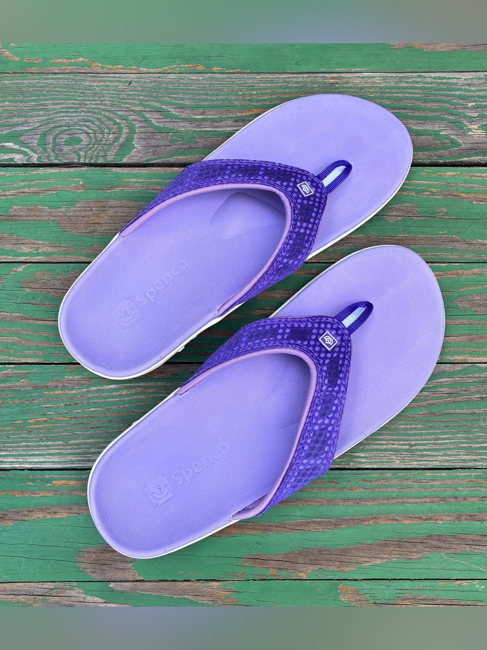 Spenco Womens Breeze Varsity Purple Flip Flops Sz 9 Slippers Thongs